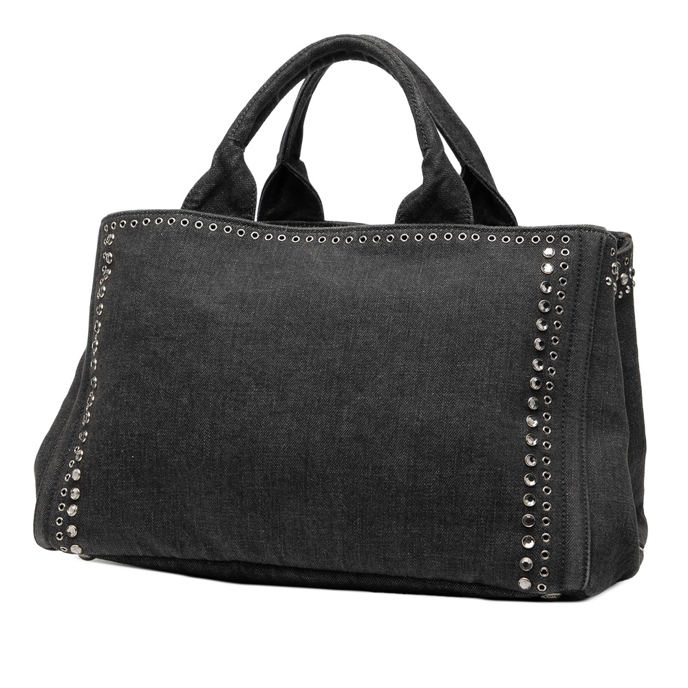 Pre-Loved Prada Denim Canapa Bijoux Satchel - Picture 2 of 7